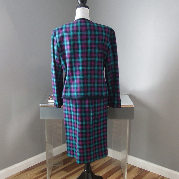 Vintage Pendlleton Teal & Violet Wool Skirt Suit - Picture 3 of 7